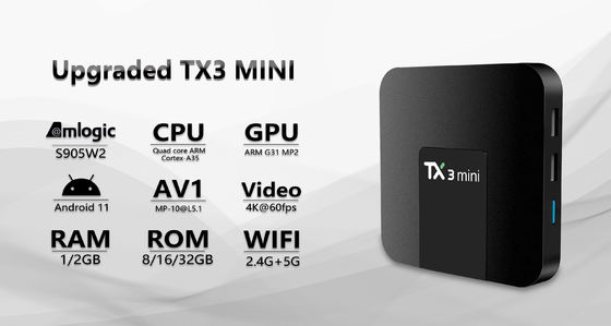 ODM Android 6.0 Amlogic S905w2 Opstellingsdoos  TX3mini Wifi2.4G 5G