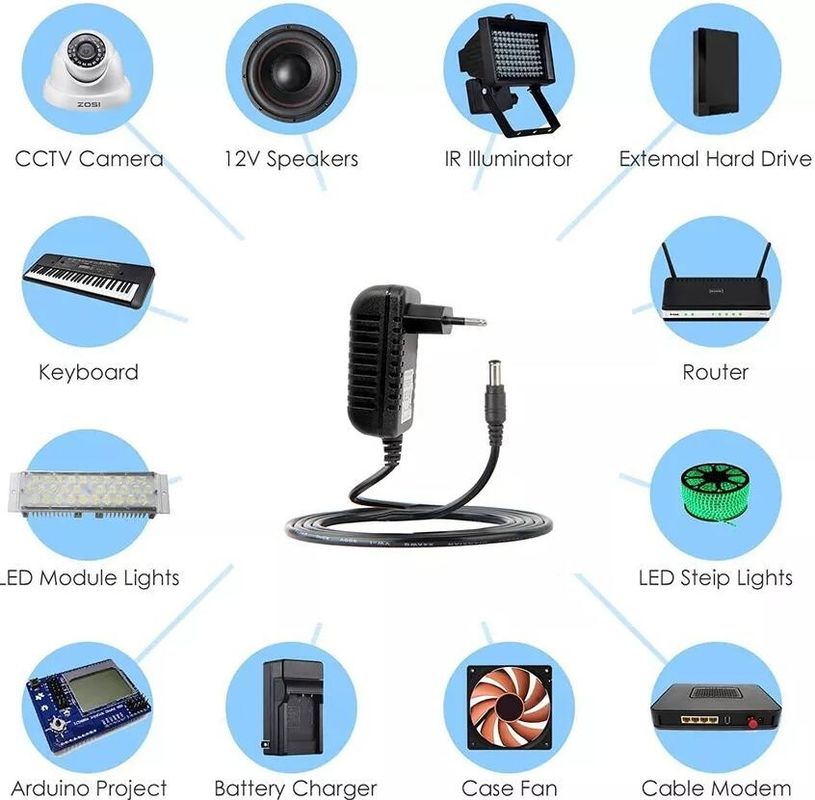 12V EU Plug Gereglementeerde AC DC Adapter 100V-240V Converter 1A 1000mA Voeding